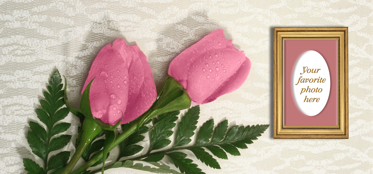 2 Roses Pink (Gold Frame)